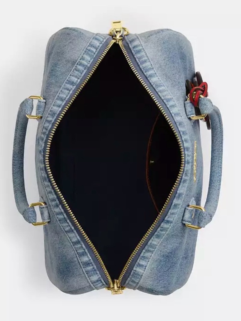 Coach Rowan Large Denim Satchel with Red Heart Charm - Picture 4 of 7